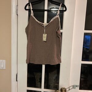 Perch by Blu Pepper Brown/Mauve Knit & Lace Camisole 3X NWT